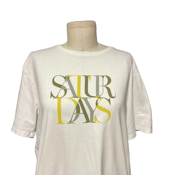 Saturdays New York City White Logo Tee Shirt Size Large - Picture 2 of 10
